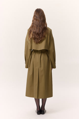 Scarf Detail Statement Trench Coat Green