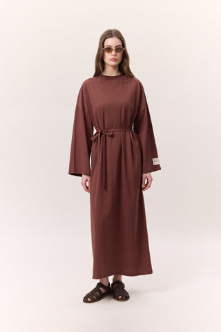 Long Oversized Dress Bark Brown
