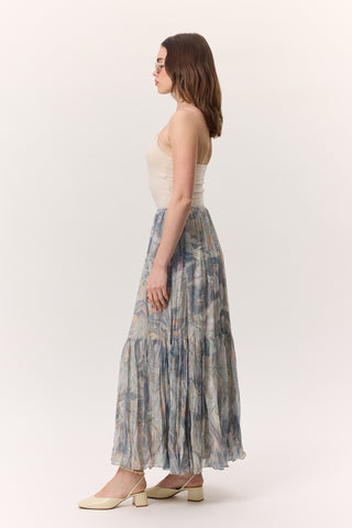 Patterned Crushed Pleated Skirt Sophia Blue