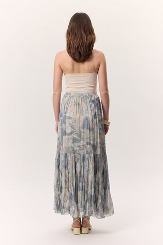 Patterned Crushed Pleated Skirt Sophia Blue