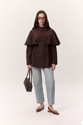Cape Detail Shirt Brown