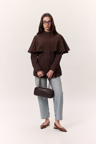 Cape Detail Shirt Brown