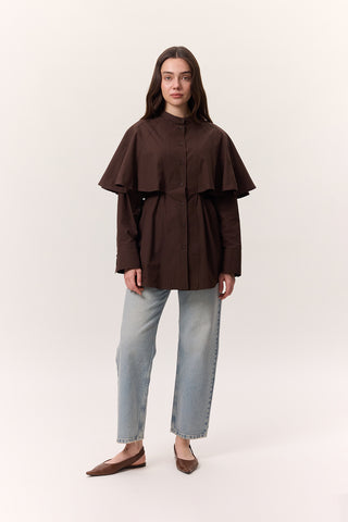 Cape Detail Shirt Brown
