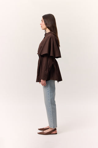 Cape Detail Shirt Brown