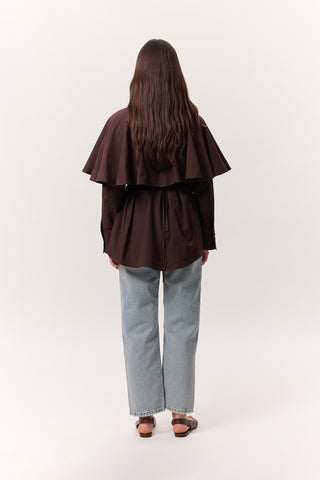 Cape Detail Shirt Brown