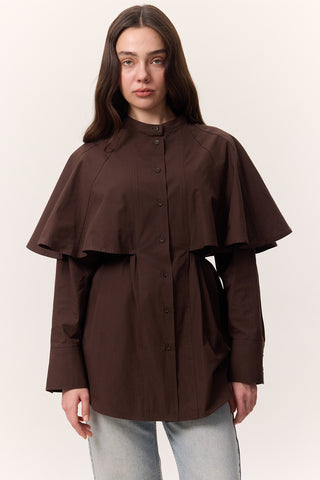 Cape Detail Shirt Brown