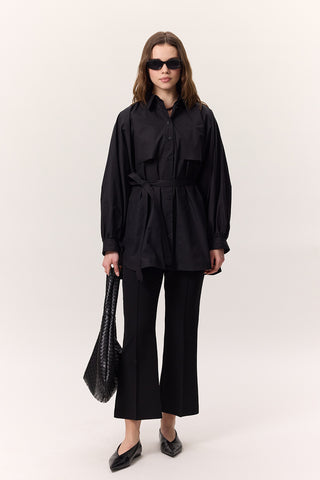 Trench-Style Shirt Black