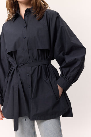 Trench-Style Shirt Navy Blue
