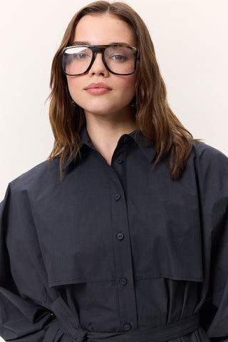 Trench-Style Shirt Navy Blue