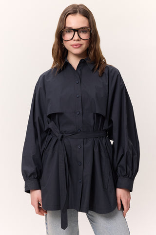 Trench-Style Shirt Navy Blue