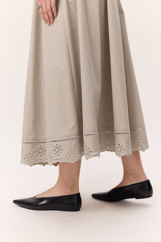 Embroidered Wide Skirt Stone