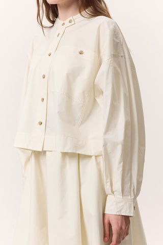 Cropped Shirt With Large Pockets Soft Yellow