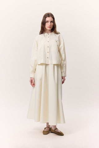 Cropped Shirt With Large Pockets Soft Yellow