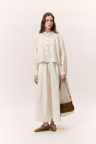 Cropped Shirt With Large Pockets Soft Yellow