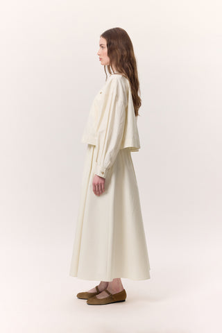 Cropped Shirt With Large Pockets Soft Yellow