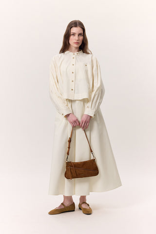 Cropped Shirt With Large Pockets Soft Yellow