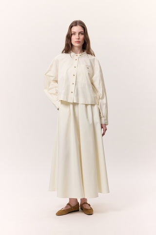 Cropped Shirt With Large Pockets Soft Yellow