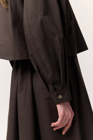 Cropped Shirt With Large Pockets Chocolate