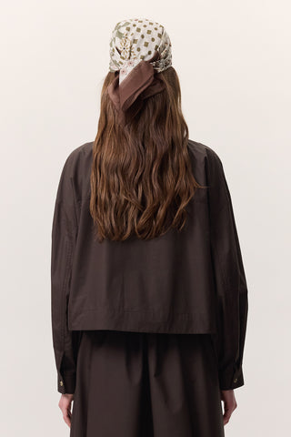 Cropped Shirt With Large Pockets Chocolate