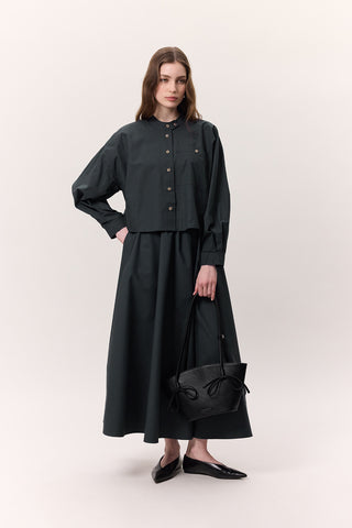 Cropped Shirt With Large Pockets Navy Blue