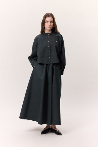 Cropped Shirt With Large Pockets Navy Blue