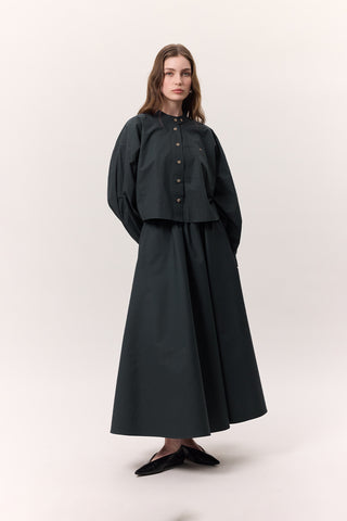 Cropped Shirt With Large Pockets Navy Blue