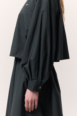 Cropped Shirt With Large Pockets Navy Blue