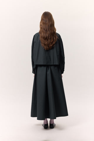 Cropped Shirt With Large Pockets Navy Blue