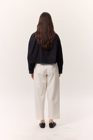 Cropped Shirt With Large Pockets Black