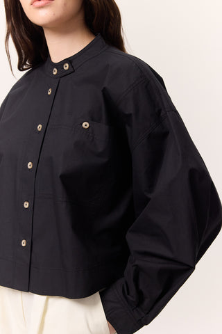 Cropped Shirt With Large Pockets Black