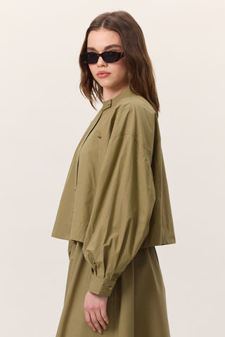 Cropped Shirt With Large Pockets Khaki