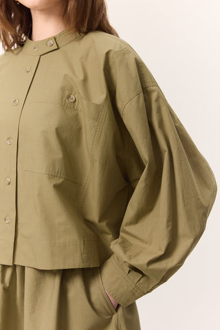 Cropped Shirt With Large Pockets Khaki