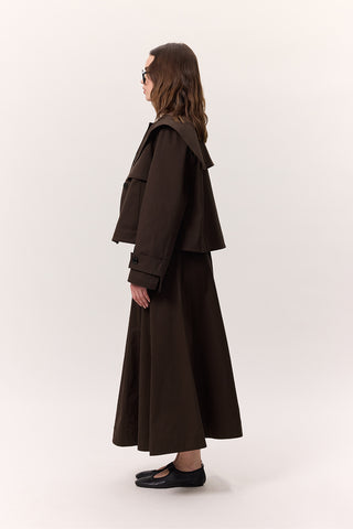 Wide Collar Gabardine Jacket Brown