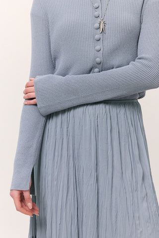 Crushed Pleated Maxi Skirt Blue