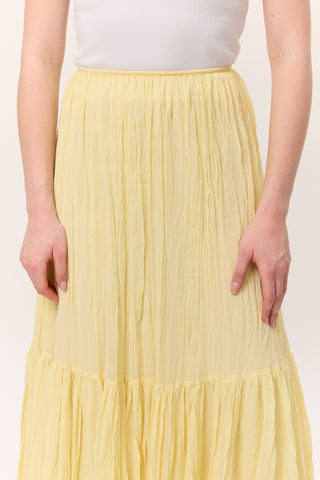 Crushed Pleated Maxi Skirt Soft Yellow
