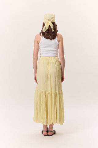 Crushed Pleated Maxi Skirt Soft Yellow