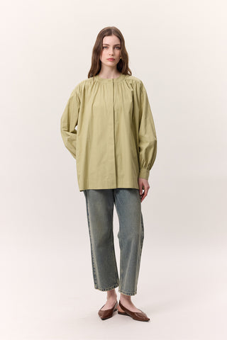 Gathered Oversized Shirt Sage Green