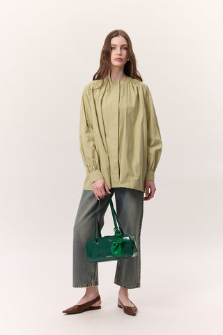 Gathered Oversized Shirt Sage Green