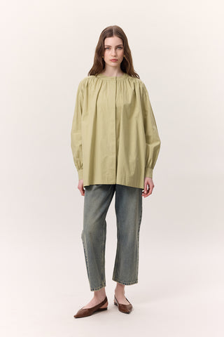 Gathered Oversized Shirt Sage Green