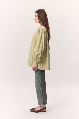 Gathered Oversized Shirt Sage Green