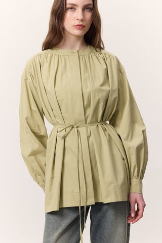 Gathered Oversized Shirt Sage Green