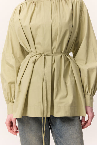 Gathered Oversized Shirt Sage Green