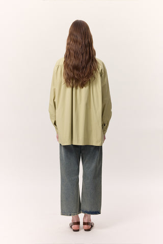 Gathered Oversized Shirt Sage Green
