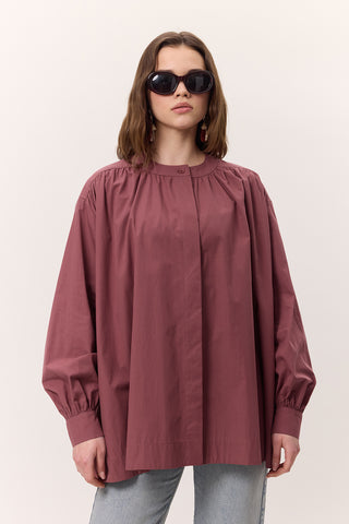 Gathered Oversized Shirt Dusty Rose
