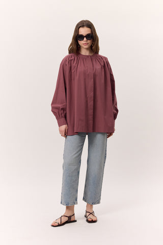 Gathered Oversized Shirt Dusty Rose