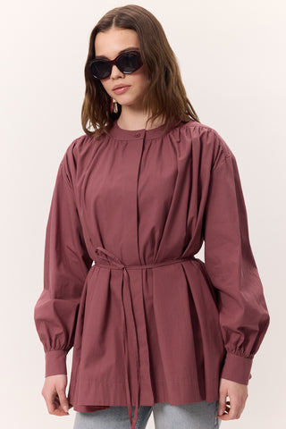 Gathered Oversized Shirt Dusty Rose