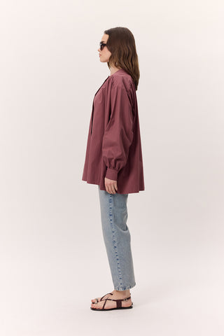 Gathered Oversized Shirt Dusty Rose