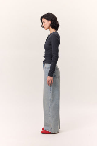 Uzun Kollu Yakalı Bodysuit Lacivert