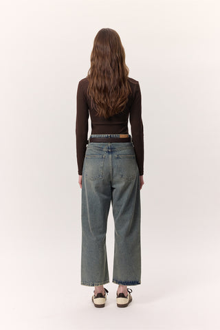 Long-Sleeve Snap-Collar Bodysuit Dark Brown