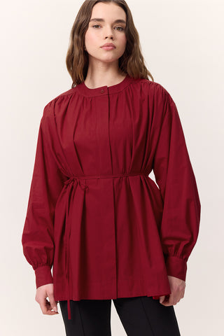 Gathered Oversized Shirt Red